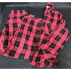 Victorias Secret THE FLANNEL Pajama‎ Set RED PLAID Womams Medium EUC